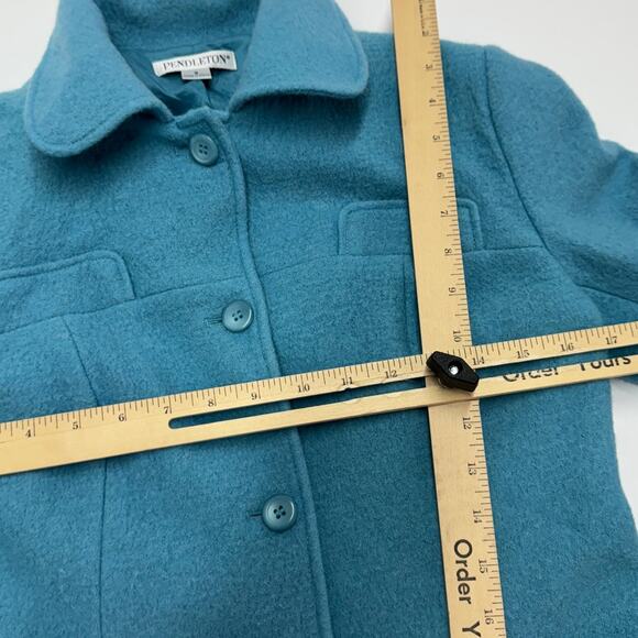 Pendleton Coat Womens Small Blue Vintage Button Up Merino Wool Pea Jacket - Picture 7 of 7